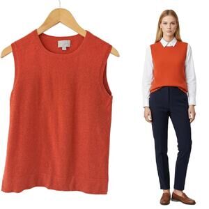 PURE COLLECTION Cashmere Knitted Tank Size 6 Sleeveless Sweater Burnt Orange